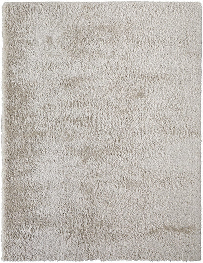 4' X 6' Ivory Shag Power Loom Stain Resistant Area Rug
