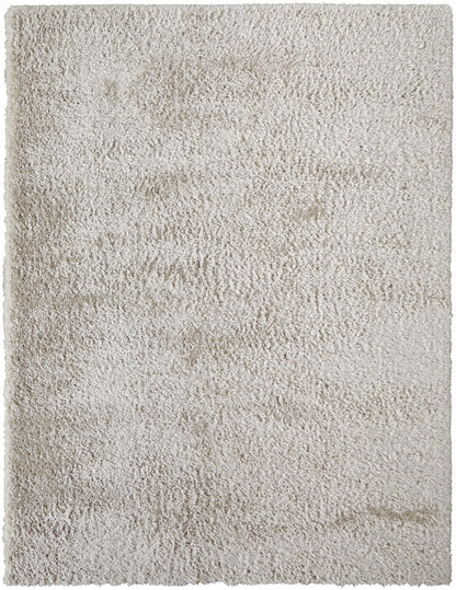 4' X 6' Ivory Shag Power Loom Stain Resistant Area Rug