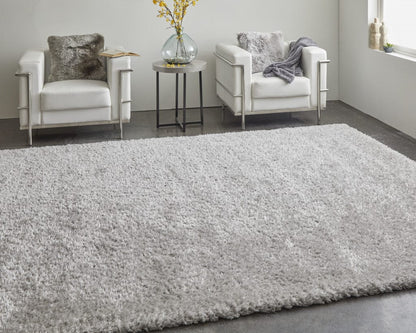 4' X 6' Ivory Shag Power Loom Stain Resistant Area Rug