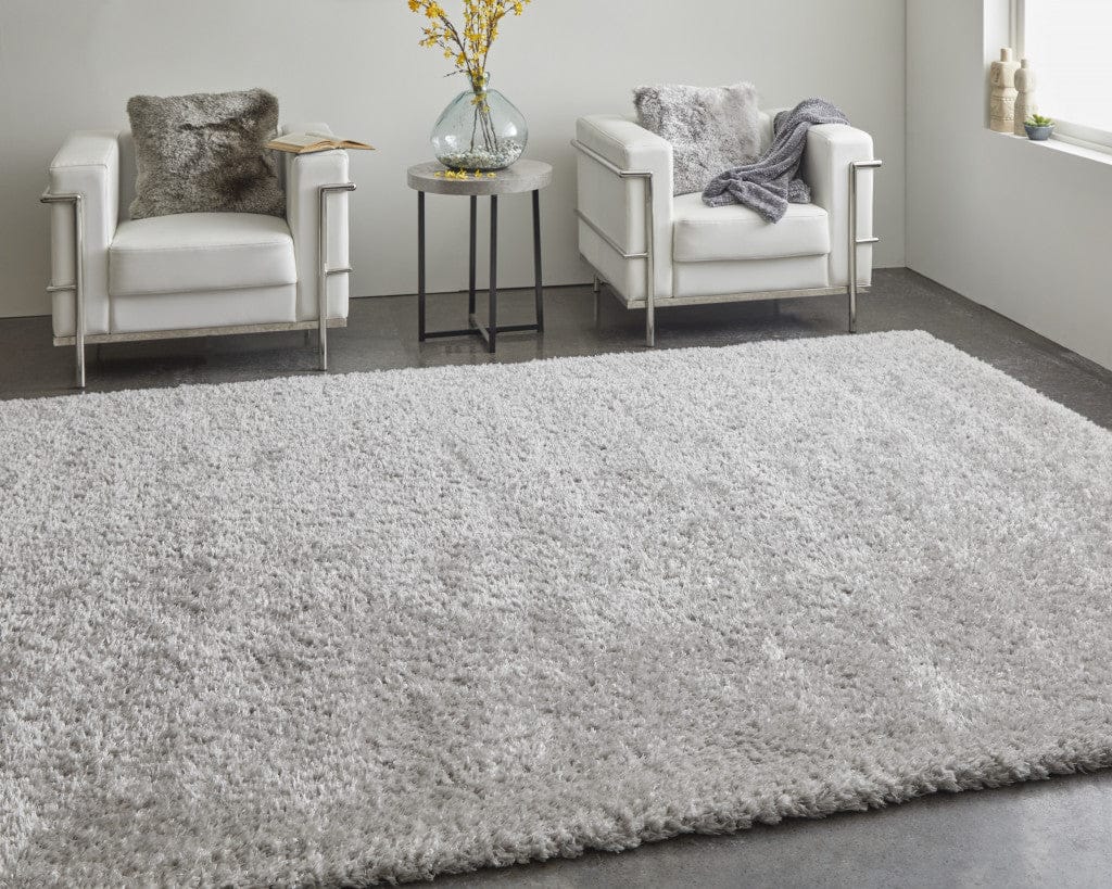 4' X 6' Ivory Shag Power Loom Stain Resistant Area Rug