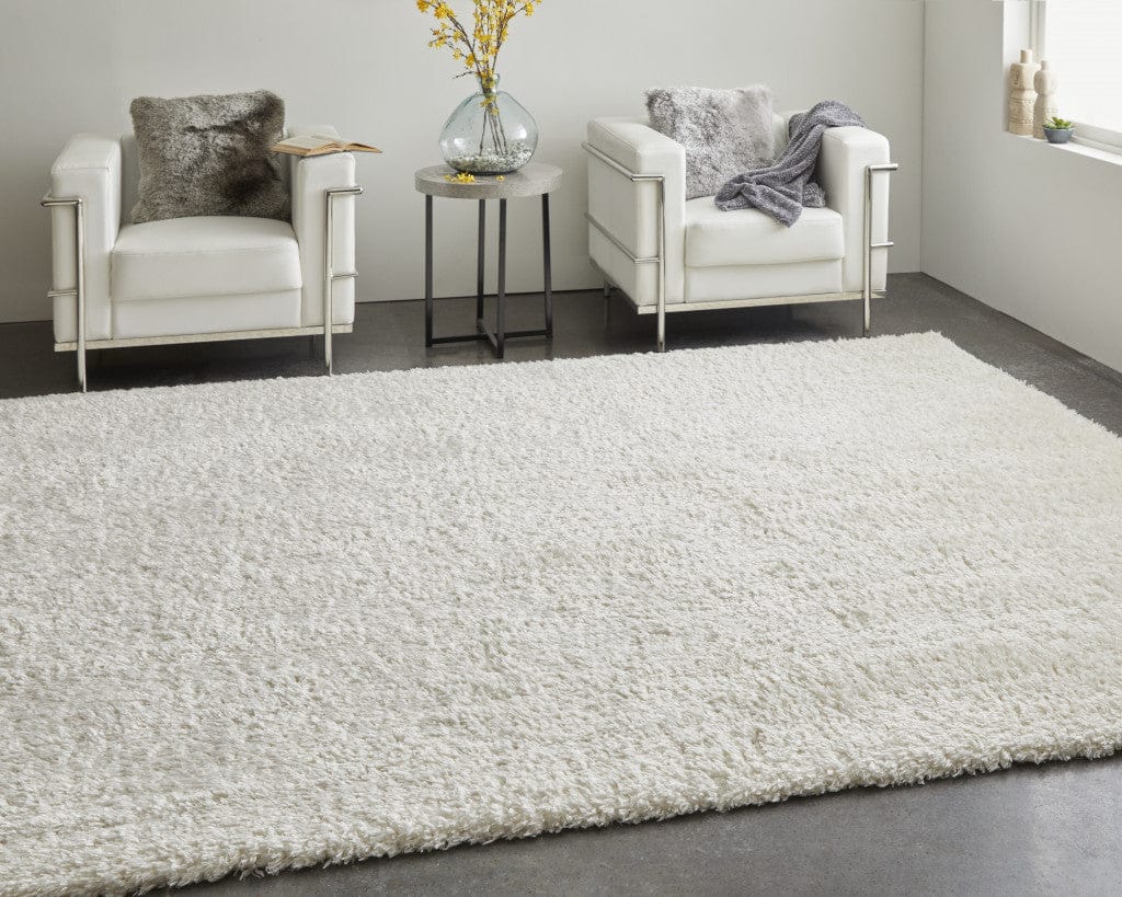4' X 6' Ivory Shag Power Loom Stain Resistant Area Rug