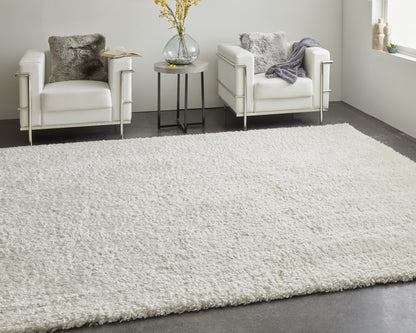 4' X 6' Ivory Shag Power Loom Stain Resistant Area Rug