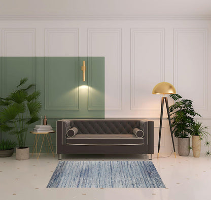 3' X 5' Blue And Ivory Abstract Power Loom Stain Resistant Area Rug