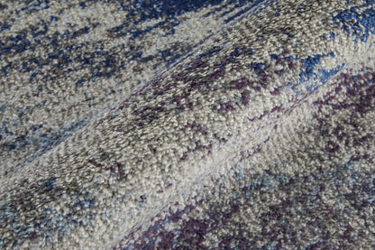 3' X 5' Blue Gray And Orange Abstract Power Loom Stain Resistant Area Rug