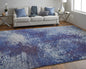 3' X 5' Blue Purple And Ivory Abstract Power Loom Stain Resistant Area Rug