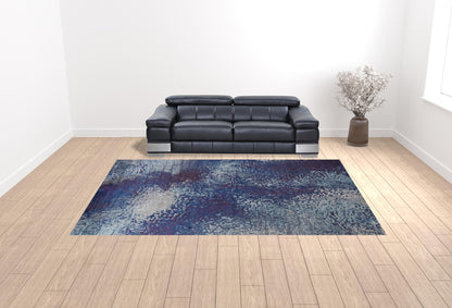3' X 5' Blue Purple And Ivory Abstract Power Loom Stain Resistant Area Rug