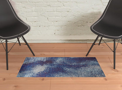 3' X 5' Blue Purple And Ivory Abstract Power Loom Stain Resistant Area Rug