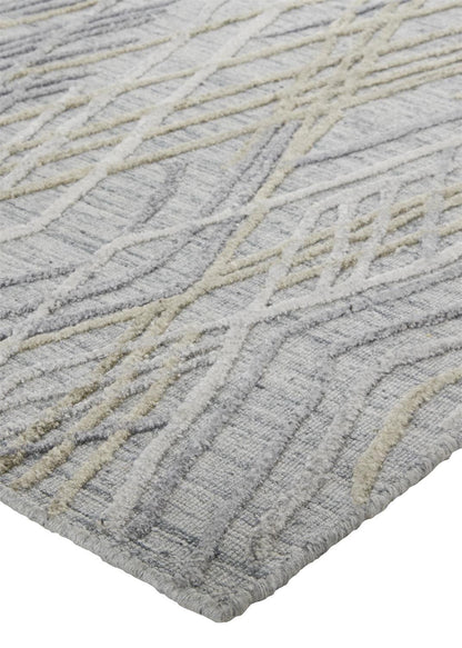 4' X 6' Gray And Ivory Abstract Hand Woven Area Rug