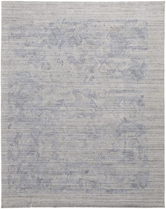 4' X 6' Gray And Blue Abstract Hand Woven Distressed Area Rug