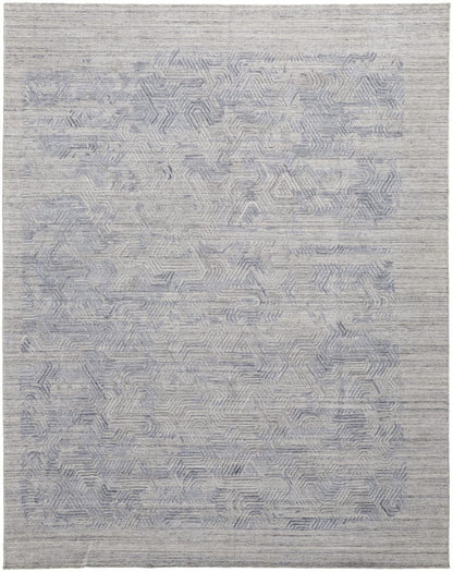 4' X 6' Gray And Blue Abstract Hand Woven Distressed Area Rug