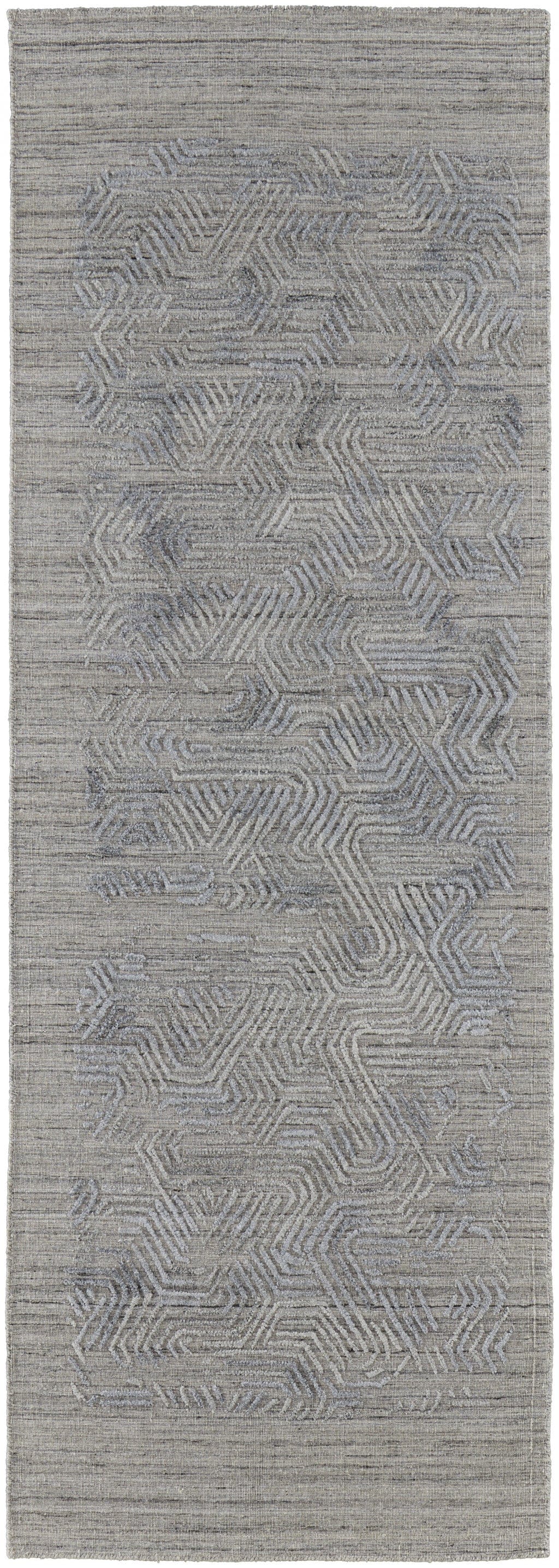 4' X 6' Gray And Blue Abstract Hand Woven Distressed Area Rug