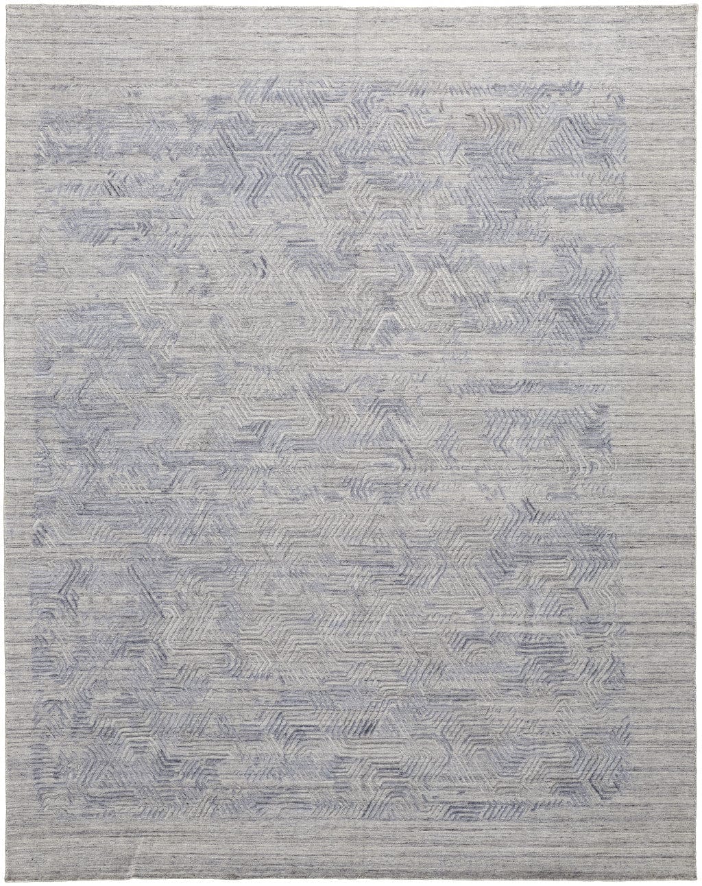 4' X 6' Gray And Blue Abstract Hand Woven Distressed Area Rug