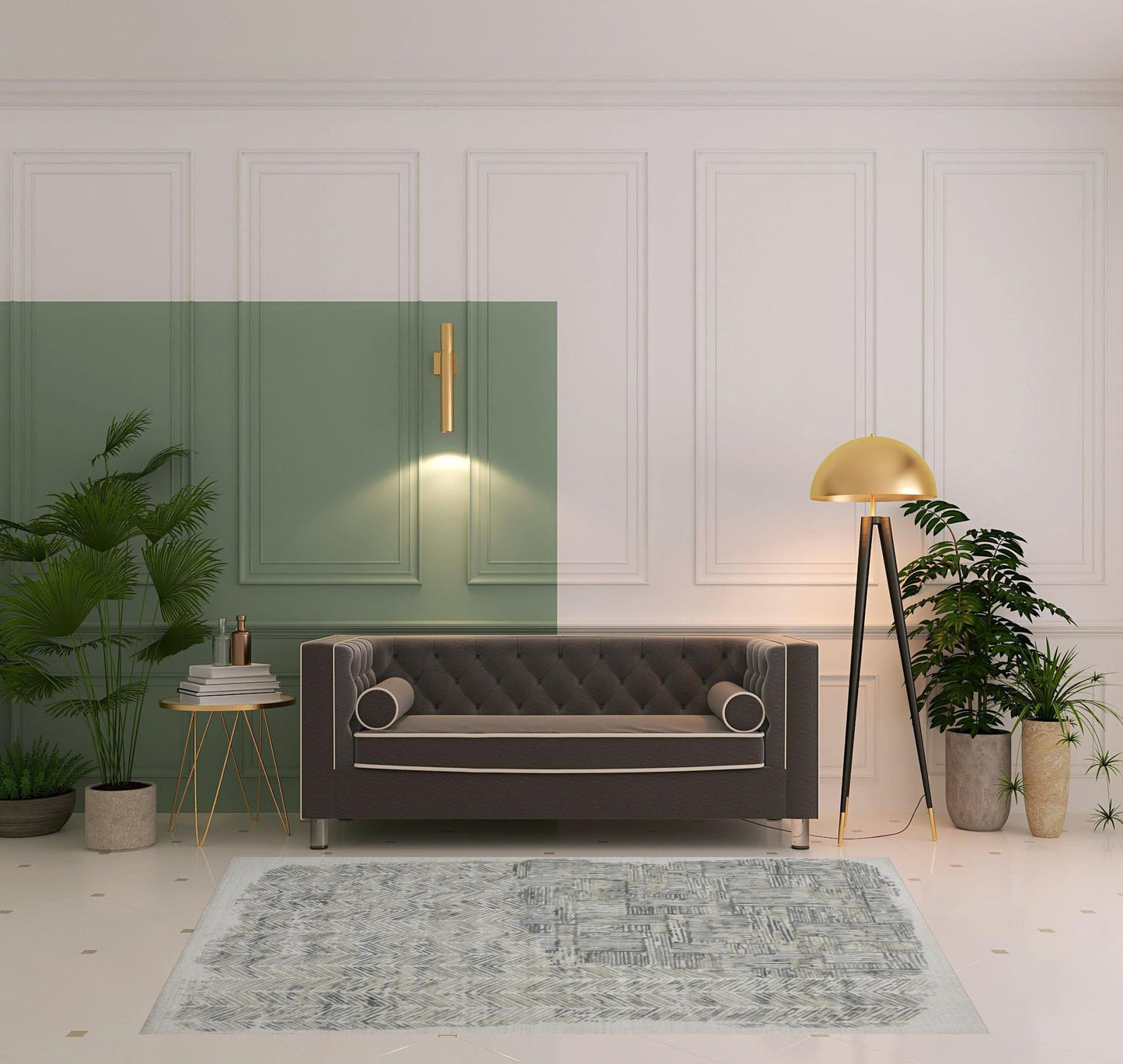 4' X 6' Green Blue And Ivory Abstract Hand Woven Distressed Area Rug