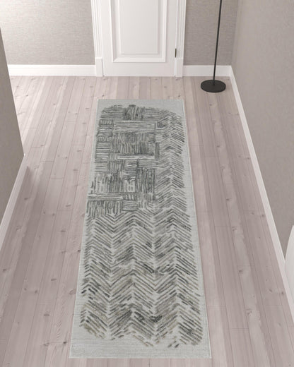 4' X 6' Green Blue And Ivory Abstract Hand Woven Distressed Area Rug