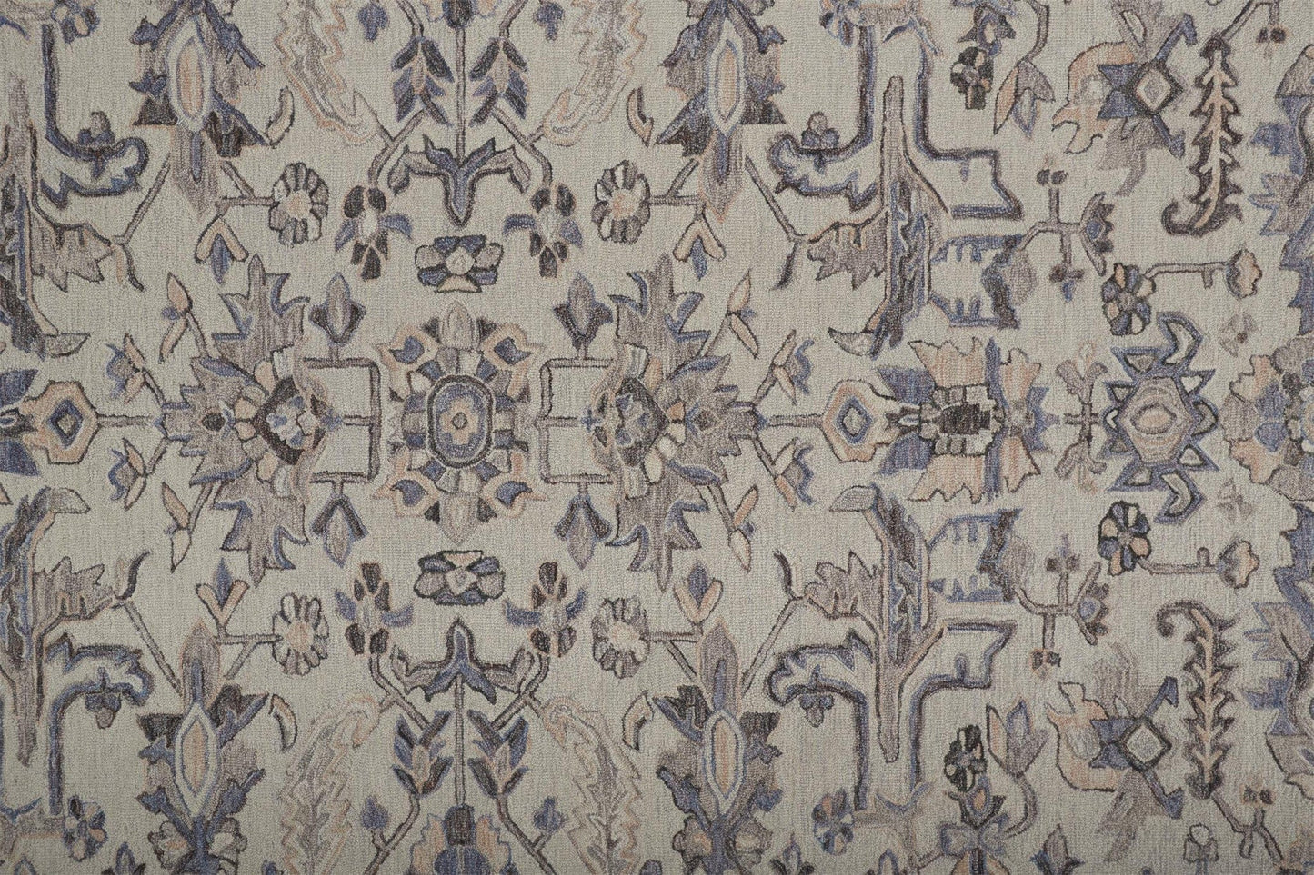 4' X 6' Gray And Gold Wool Floral Tufted Handmade Stain Resistant Area Rug