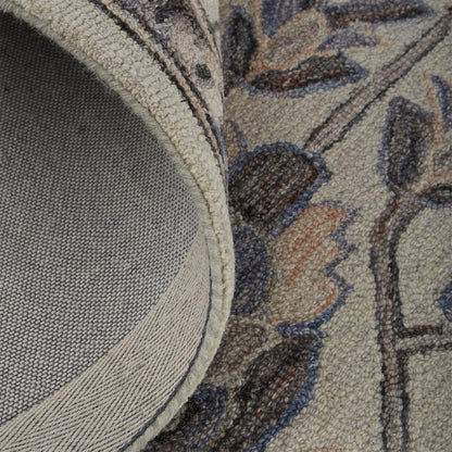 4' X 6' Gray And Gold Wool Floral Tufted Handmade Stain Resistant Area Rug