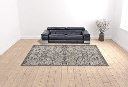 4' X 6' Gray And Gold Wool Floral Tufted Handmade Stain Resistant Area Rug