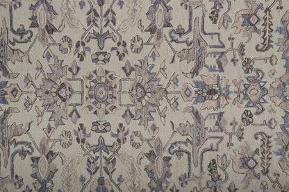 4' X 6' Gray And Gold Wool Floral Tufted Handmade Stain Resistant Area Rug