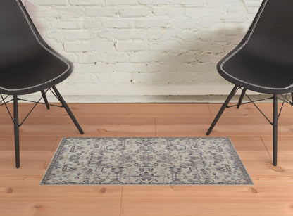 4' X 6' Gray And Gold Wool Floral Tufted Handmade Stain Resistant Area Rug