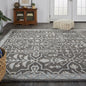 4' X 6' Blue And Gray Wool Floral Tufted Handmade Stain Resistant Area Rug