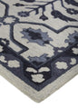 4' X 6' Blue And Gray Wool Floral Tufted Handmade Stain Resistant Area Rug