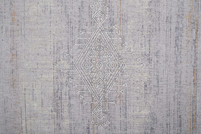 4' X 6' Gray Ivory And Orange Geometric Power Loom Distressed Stain Resistant Area Rug