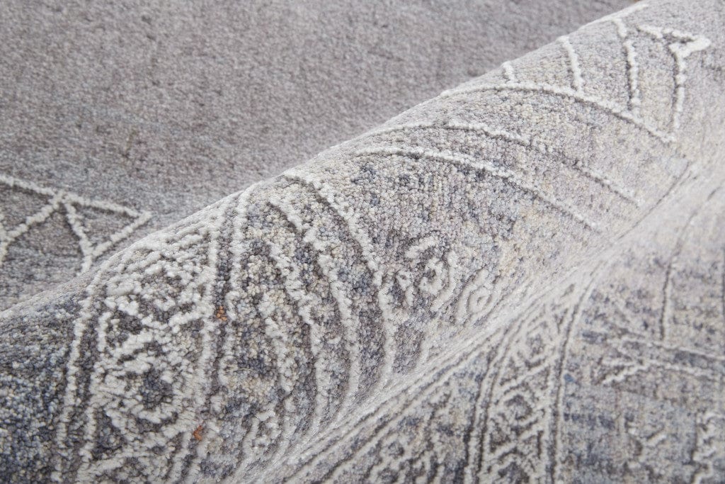 4' X 6' Gray Ivory And Orange Geometric Power Loom Distressed Stain Resistant Area Rug