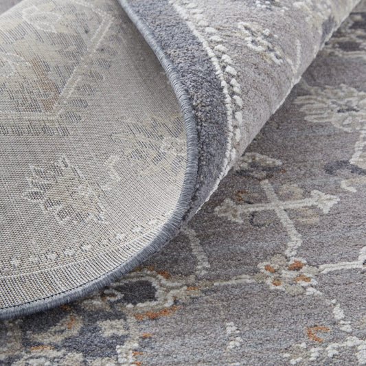 4' X 6' Gray Floral Power Loom Stain Resistant Area Rug