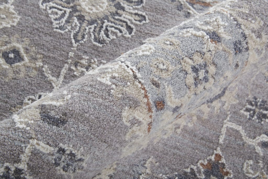 4' X 6' Gray Floral Power Loom Stain Resistant Area Rug