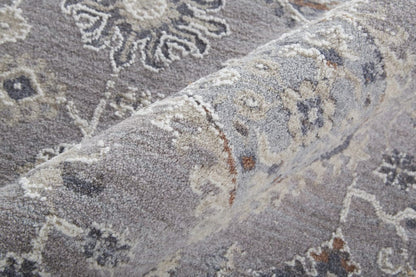 4' X 6' Gray Floral Power Loom Stain Resistant Area Rug