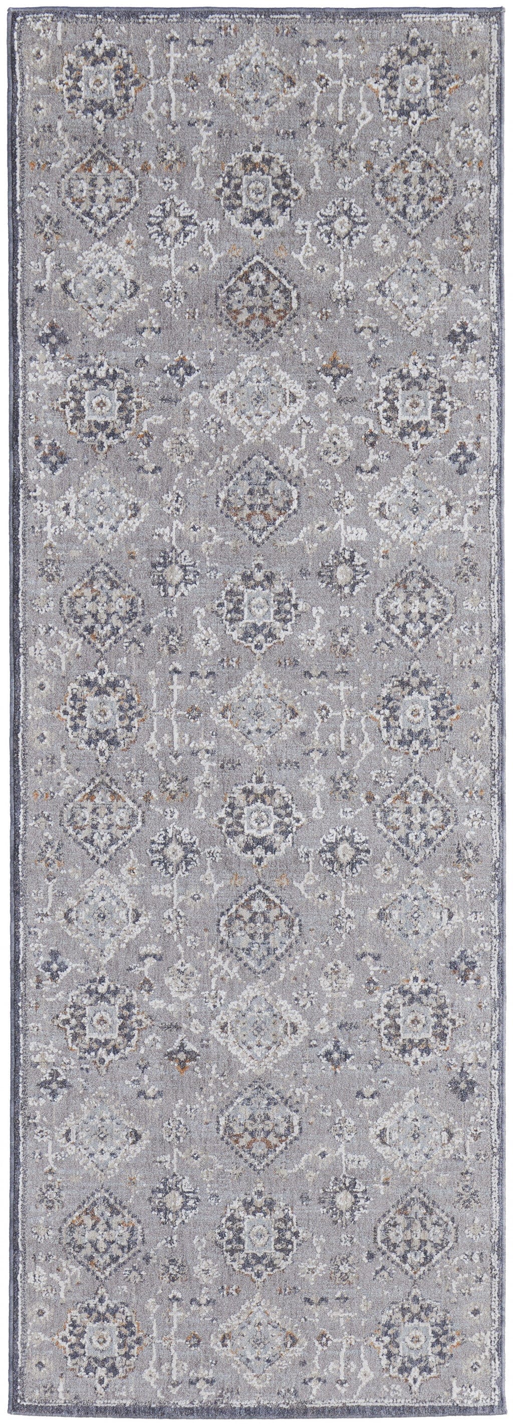 4' X 6' Gray Floral Power Loom Stain Resistant Area Rug