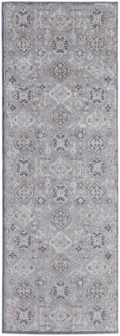 4' X 6' Gray Floral Power Loom Stain Resistant Area Rug