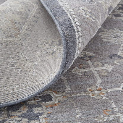 4' X 6' Gray Floral Power Loom Stain Resistant Area Rug