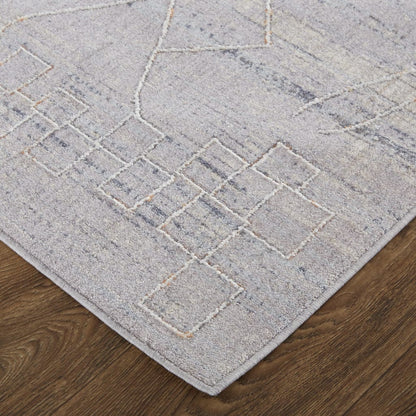 4' X 6' Gray Striped Power Loom Distressed Stain Resistant Area Rug