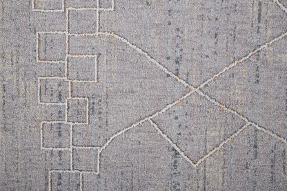 4' X 6' Gray Striped Power Loom Distressed Stain Resistant Area Rug