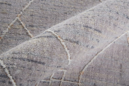 4' X 6' Gray Striped Power Loom Distressed Stain Resistant Area Rug