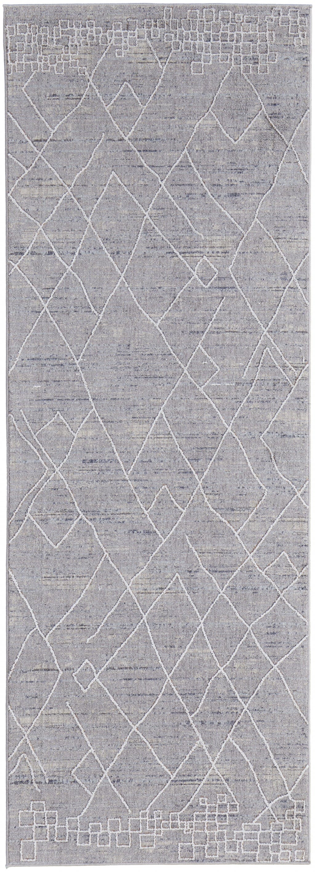 4' X 6' Gray Striped Power Loom Distressed Stain Resistant Area Rug