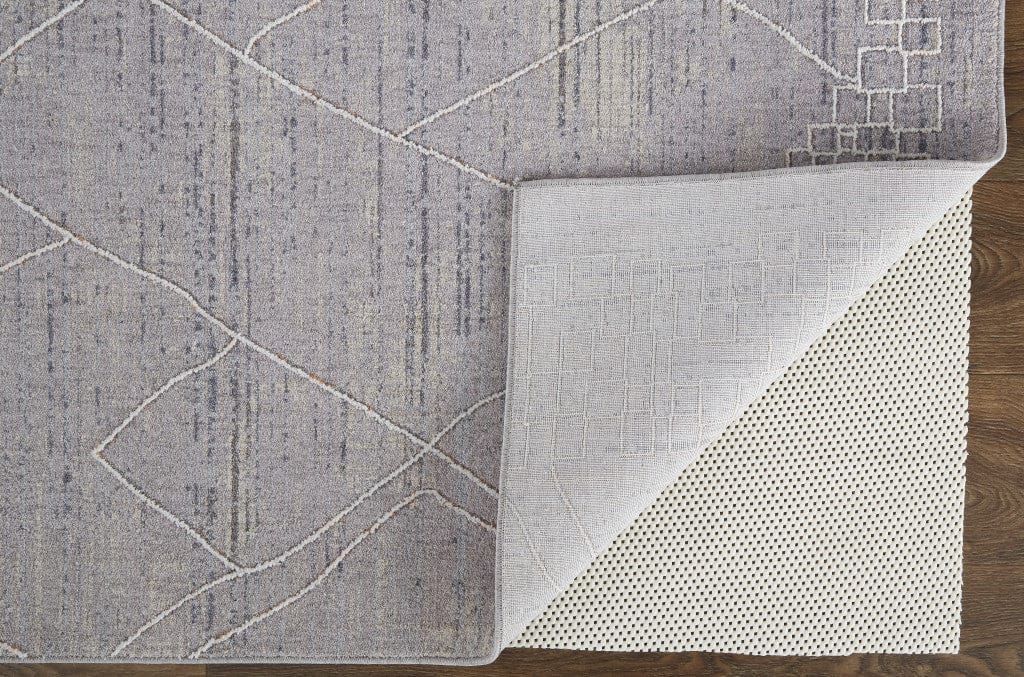 4' X 6' Gray Striped Power Loom Distressed Stain Resistant Area Rug