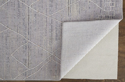 4' X 6' Gray Striped Power Loom Distressed Stain Resistant Area Rug