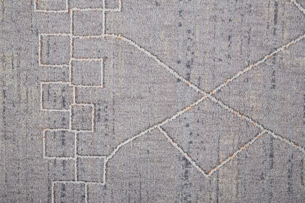 4' X 6' Gray Striped Power Loom Distressed Stain Resistant Area Rug