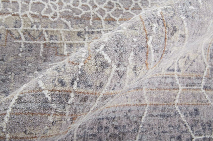 4' X 6' Gray And Ivory Floral Power Loom Distressed Stain Resistant Area Rug