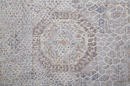 4' X 6' Gray And Ivory Floral Power Loom Distressed Stain Resistant Area Rug