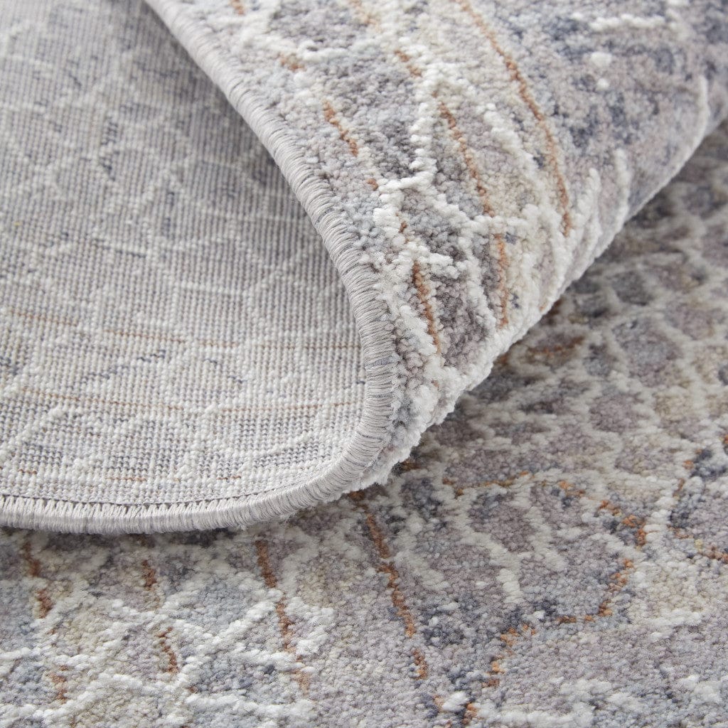 4' X 6' Gray And Ivory Floral Power Loom Distressed Stain Resistant Area Rug