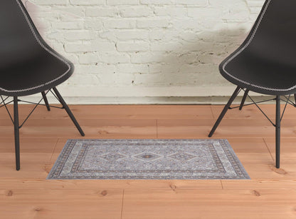 4' X 6' Gray Orange And Ivory Floral Power Loom Stain Resistant Area Rug