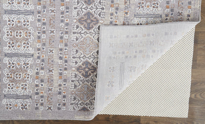 4' X 6' Orange Gray And White Geometric Power Loom Distressed Stain Resistant Area Rug