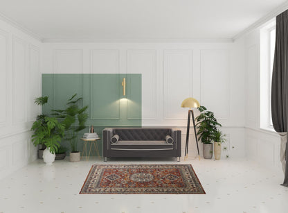 5' X 8' Taupe Gray And Blue Floral Stain Resistant Area Rug