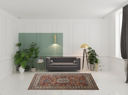 5' X 8' Taupe Gray And Blue Floral Stain Resistant Area Rug