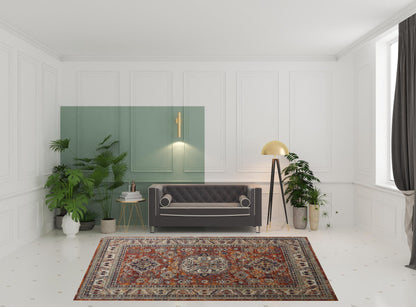 5' X 8' Taupe Gray And Blue Floral Stain Resistant Area Rug