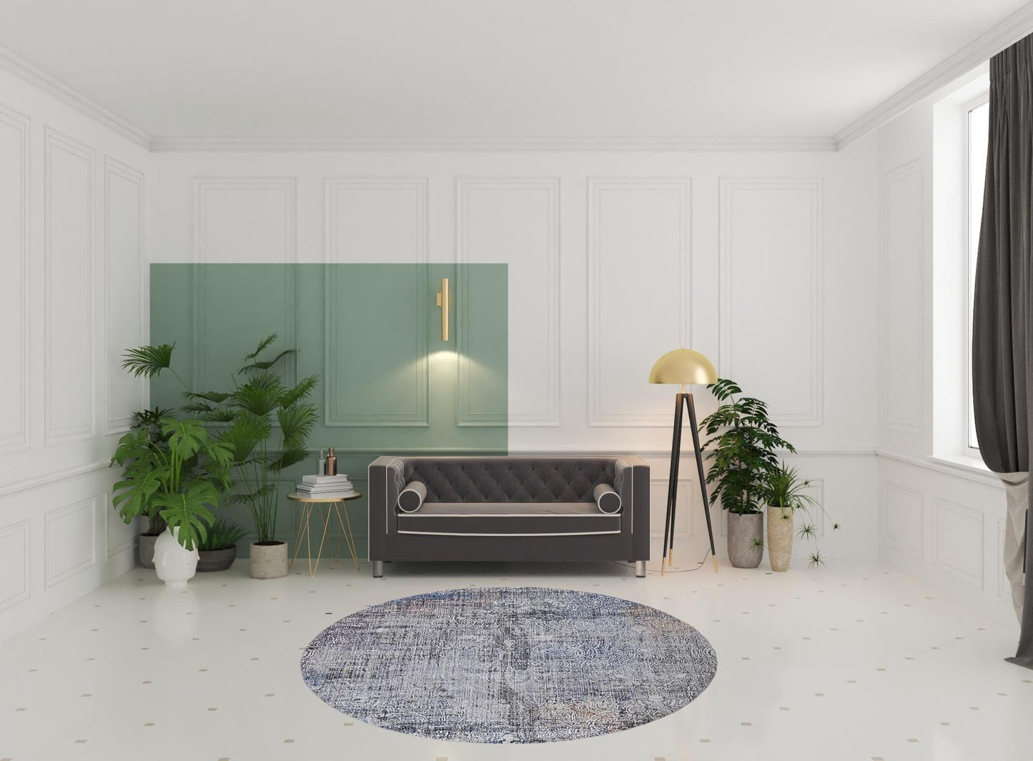 5' X 8' Taupe Blue And Ivory Abstract Power Loom Distressed Stain Resistant Area Rug