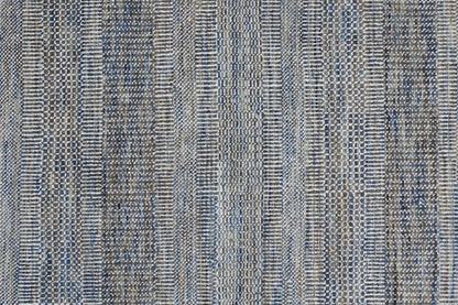 8' X 10' Silver Wool Striped Hand Knotted Area Rug